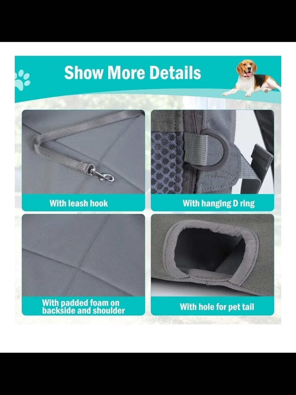 Gray Pet Dog Carrier Backpack